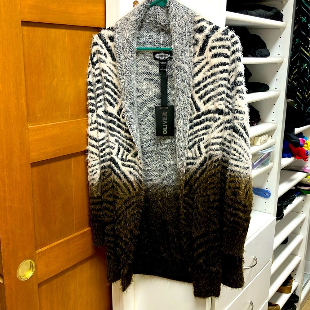 Animal print knit cardigan